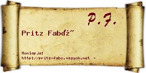 Pritz Fabó névjegykártya